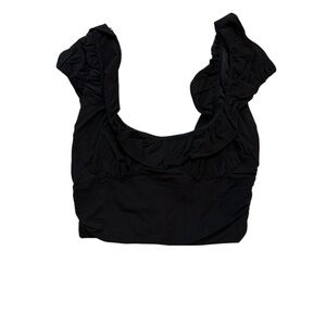 Zara Elegant Black Ruffled Women's Top